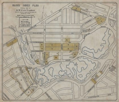 1901 Whitney Manuscript Map of the Back Bay Fens and Fenway - Kenmore, Boston, Mass.