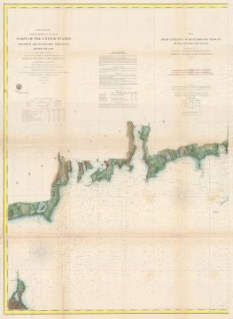 1860 U.S. Coast Survey  Map of Block Island and Newport Rhode Island