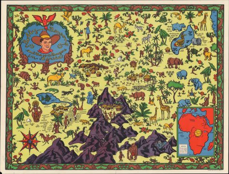 1935 Pictorial Map of Bobby Benson and the H-O Rangers in Africa