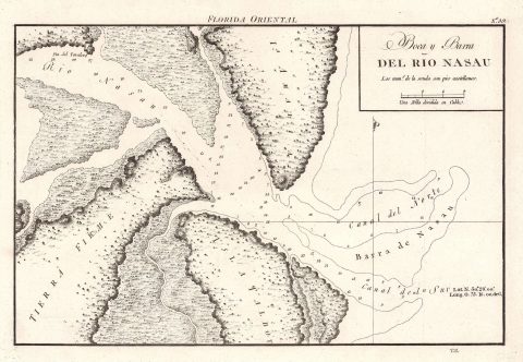 1809 Dirección de Hidrografía Map of the Mouth of the Nassau River, Florida