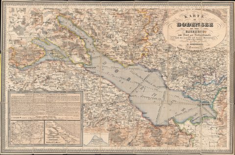 1860 Schedler Pocket Map of Lake Constance (Bodensee)