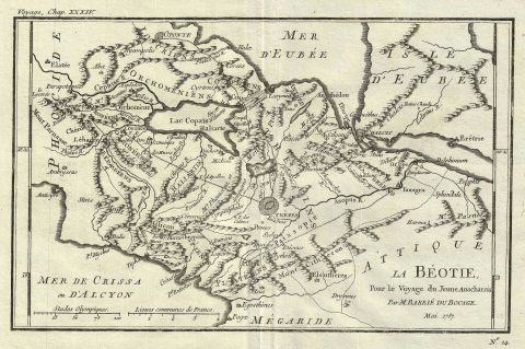 1787 Bocage Map of Boeotia, Ancient Greece