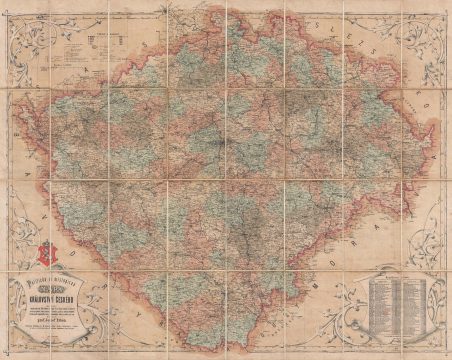 1870 Josef Erben Czech Map of Bohemia
