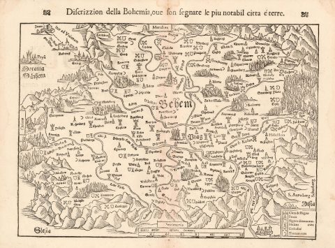 1545 Munster Map of Bohemia: 1558 Edition of the Earliest Acquirable Bohemia