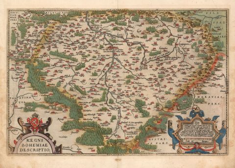 1587 Ortelius Map of Bohemia in Superb Original Color