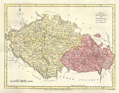 1793 Wilkinson Map of Bohemia (Czech Republic) and Moravia