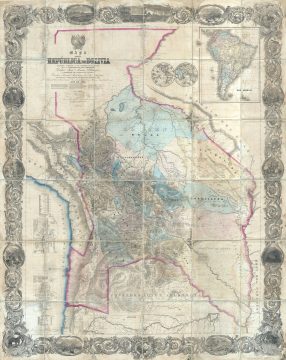 1859 Colton and Ondarza's Wall Map of Boliviau