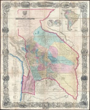 1859 Colton / Ondarza Folding Wall Map of Bolivia - a seminal map!