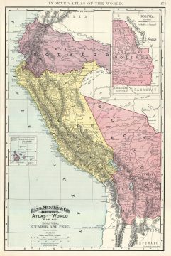 1892 Rand McNally Map of Bolivia, Ecuador and Peru