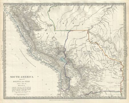 1844 S.D.U.K. Map of Bolivia and Peru