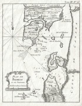 1764 Bellin Map of Bombay (Mumbai) India