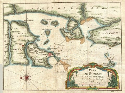 1750 Bellin Map of Bombay, India