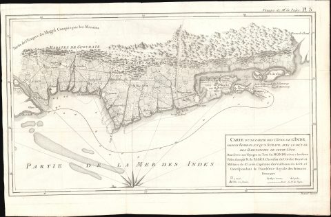 1782 Pàges Map of Bombay / Mumbai, India