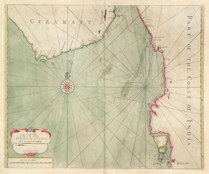 1715 Samuel Thornton Chart of Guzarat (Gujarat) and Bombay (Mumbai)
