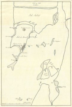 1830 Manuscript Map of Bombay or Mumbai, India