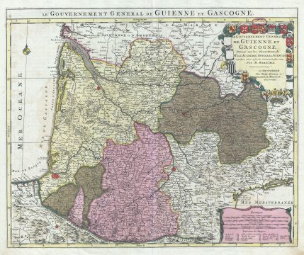 1742 Covens and Mortier Map of the Bordeaux Wine Region (Gironde, Gascogne)