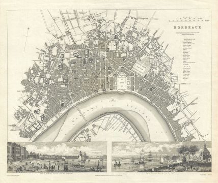 1832 S.D.U.K. Subscriber's Edition Map or City Plan of Bordeaux, France