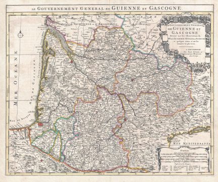 1742 Covens and Mortier Map of the Bordeaux Wine Region (Gironde, Gascogne, Guienne)
