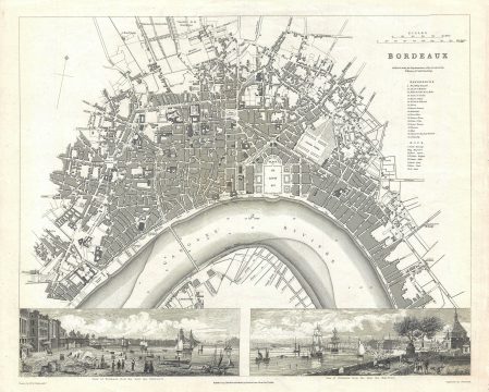 1832 S.D.U.K. Subscriber's Edition Map or City Plan of Bordeaux, France