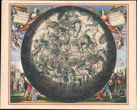 1661 Cellarius Celestial Map of the Northern Constellations:  Van Santen Color Heightened with Gold