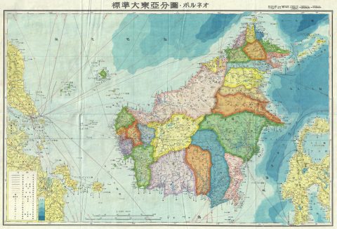 1943 World War II Japanese Aeronautical Map of Borneo