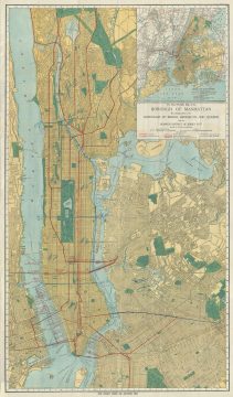 1913 Rand McNally Map of New York City (Manhattan, Bronx, Brooklyn, Queens) w/ Jersey City