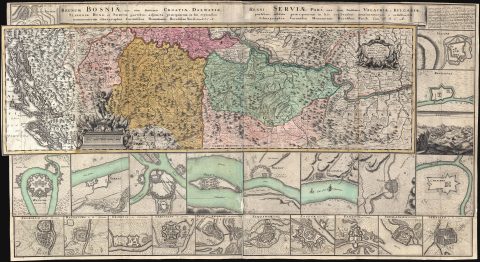1738 Homann Heirs Map of the Balkans: Bosnia and Croatia