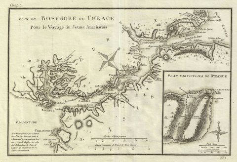 1791 Bocage Map of The Bosphorus and the City of Byzantium / Istanbul / Constantinople