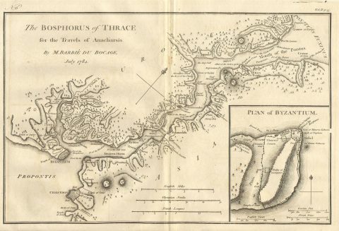 1784 Bocage Map of The Bosphorus and the City of Byzantium / Istanbul / Constantinople