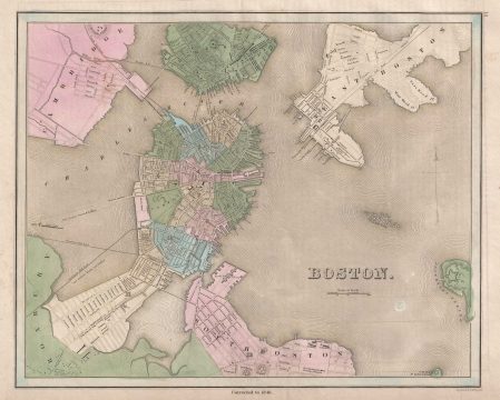 1846 Bradford Map of Boston, Massachusetts