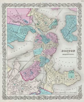 1856 Colton Map or Plan of Boston, Massachusetts