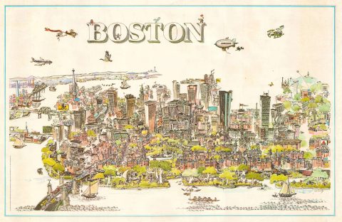 1975 Connolly Pictorial Map of Boston, Massachusetts