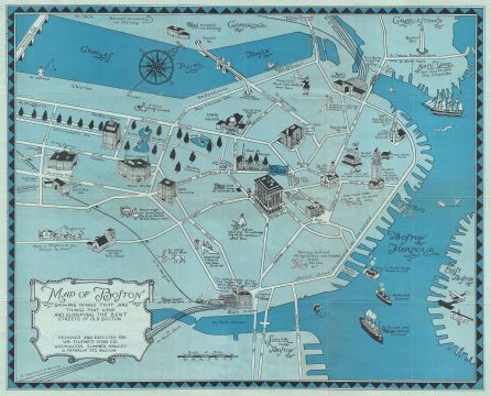 1926 Filene's Sons Pictorial Map of Boston