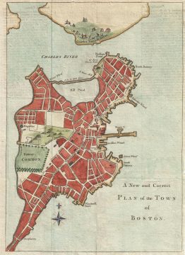 1775 Gentleman's Magazine Map of Boston, Massachusetts (Revolutionary War)