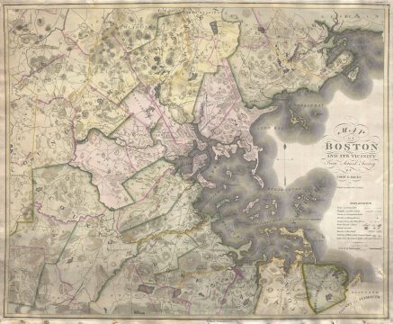 1819 Hales and Melish Map of Boston and Vicinity