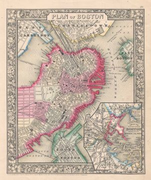 1860 Mitchell Map of Boston, Massachusetts