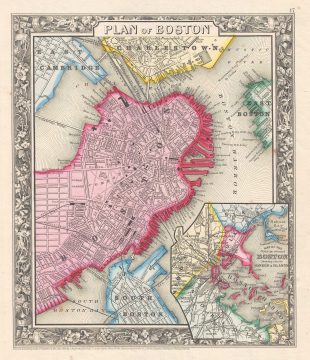 1861 Mitchell City Map or Plan of Boston, Massachusetts