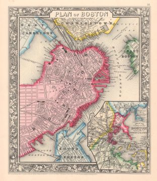 1862 Mitchell City Plan or Map of Boston, Massachusetts