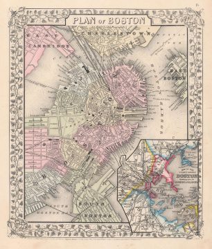 1867 Mitchell City Plan or Map of Boston, Massachusetts