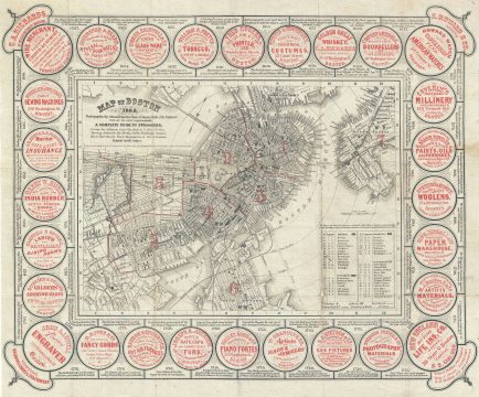 1862 Louis Prang Map of Boston, Massachusetts