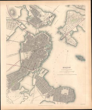 1842 S.D.U.K. City Map or Plan of Boston, Massachusetts
