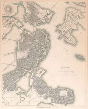 1845 S.D.U.K Map of the City of Boston