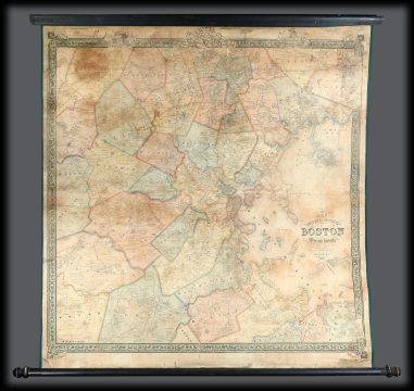 1852 Shields Wall Map of Boston and Vicinity