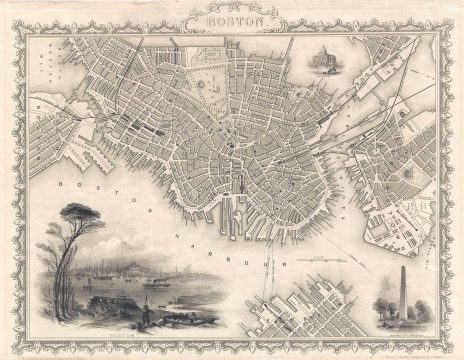 1851 John Tallis Map of Boston, Massachusetts