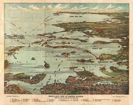 1899 View Map of Boston Harbor from  Boston to Cape Cod and Provincetown
