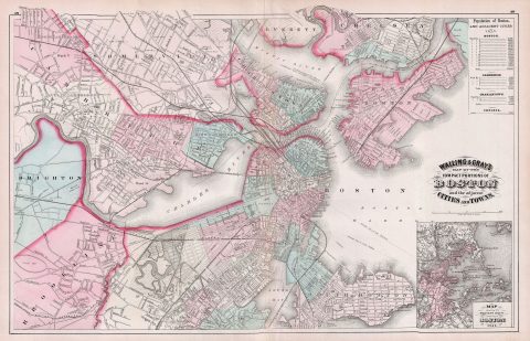 1871 Walling and Gray Map of Boston