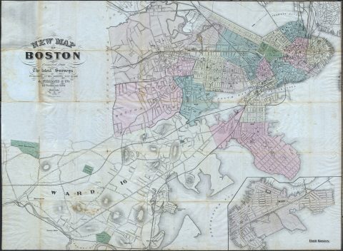 1870 Williams Pocket Map or Plan of Boston, Massachusetts