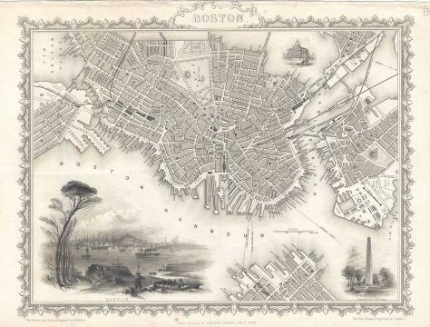 1851 John Tallis Map of Boston, Massachusetts