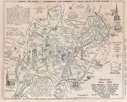 1960 Winn Historical Pictorail Map of Boston