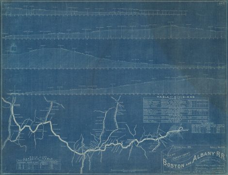 1881 Russell Cyanotype Route Map of the Boston and Albany Railroad